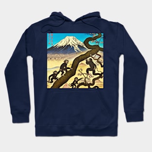 Ukiyo-E Mount Fuji Monkeys Hoodie